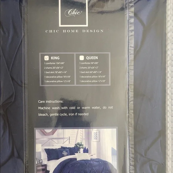 NWT Chic Home Halpert Blue King Size Comforter Set - Picture 3 of 5